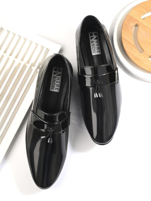 HERE&NOW Men Black Solid Formal Slip Ons Loafers Slip On For Men(Black , 9)