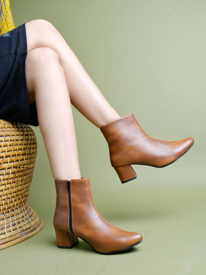 SHOETOPIA Smart Casual Ankle Boots | Winter Boots |Lace-UP Boots For Girls Boots For Women(Tan , 5)