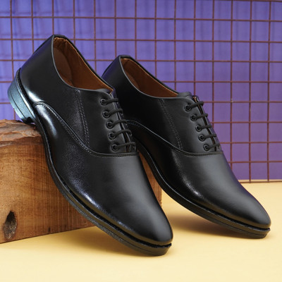 KATENIA Formal Shoes Lace Up For Men(Black, Tan , 6)