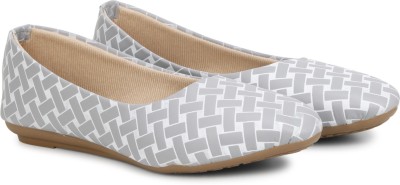 Tryfeet Printed Pointed Flat Comfy Ballet Bellies For Women(Grey , 4)