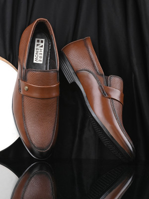 HERE&NOW PU Slip-On Slip On For Men(Tan , 7)