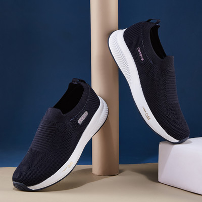 CAMPUS ANNIE Women's Casual Shoes | Sock-Like Fit | Integrated FoamLite Tech | Slip On Walking Shoes For Women(Navy , 8)