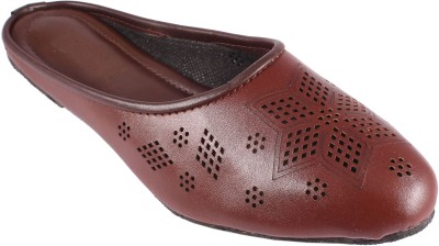 Shahi Ustad Jaipuri Ethnic Mojari Ethnic Mule For Women(Brown , 7)