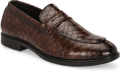 House of Pataudi House Of Pataudi Men Brown Faux Leather Formal Slip On Loafers Slip On For Men(Brown , 6)