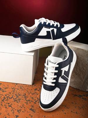 SERSI TRENDY Colorblock Men Fancy Sneakers Korean Navy Blue
