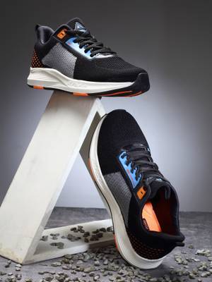 Action black sales running shoes