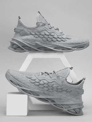 RapidBox Dynamite Lace-Up Sneakers For Men(Silver , 8)