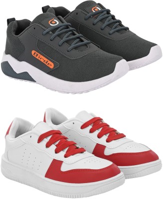 BIRDE Red::Grey Seankers Shoes For Men Pack Of 2 Sneakers For Men(Red, Grey , 8)