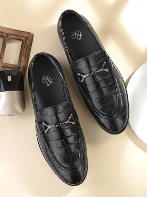 House of Pataudi HOPRL76018 Lightweight Comfort Summer Trendy Premium Stylish Loafers For Men(Black)