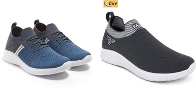 Face Stylish Sports Shoes for Men – Ideal for Running, Gym & Training Sneakers For Men(Grey, Grey, White , 6)