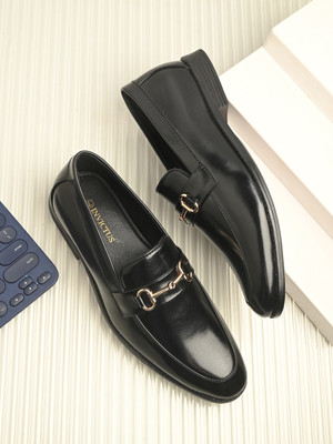 INVICTUS Invictus Men Black Faux Leather Formal Slip On Loafers Slip On For Men(Black , 8)