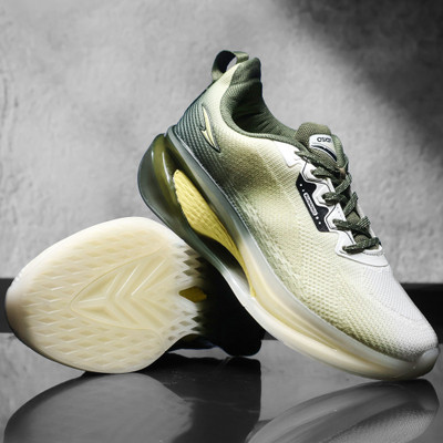 asian Navigator-01 Men's Running Shoes | Mega Pillow Arch Support Sole for Sports Training & Gym Shoes For Men(Off White, Olive , 10)