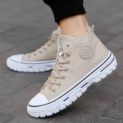 gullan Canvas Breathable Sneakers with Platform Nonslip Canvas Shoes For Men Canvas Shoes For Men(Beige , 8)