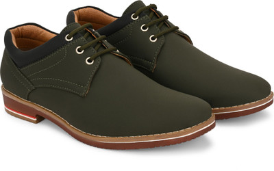 EZBRO Men's With Laces|Daily Wear|Party wear|Office Wear Corporate Casuals For Men(Green , 8)