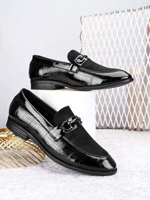 House of Pataudi Comfortable Outdoor Synthetic Leather Slip-On Formal For Men(Black , 9)