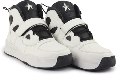 FAUSTO High Ankle Casual Lace Up Sneakers|Rubber Outsole High Top Basketball Shoes Sneakers For Men(White , 9)