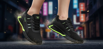 Soles & Styles Men’s Running Memory Foam Shoes| Lightweight Sports Sneakers for Gym & Casual Outdoors For Men(Black, Green , 7)