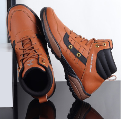 Zixer Trendy Chunky Classic Fashion Casual Sneakers Boot /Casual Funky Sneaker For Boy High Tops For Men(Tan , 8)
