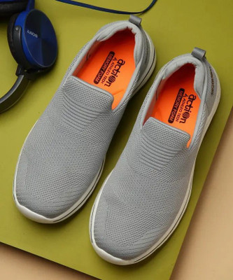 action Athleo ATG 487 Comfortable Lightweight Breathable Sports Slip On Walking Shoes For Men(Grey , 6)