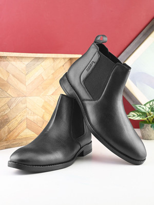 Umberto Men Chelsea Boots | Stylish Ankle Boots | Comfortable Formal Footwear Boots For Men(Black , 9)