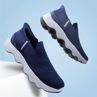 COLUMBUS MASSAGER-HANDFREE Walking Shoes For Men(Navy, Silver , 6)