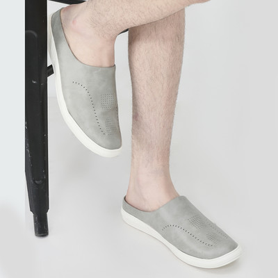 FAUSTO Back Open Stylish Design Slip On Shoes Loafers For Men(Grey , 7)