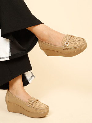 flat n heels Loafers For Women(Khaki , 8)