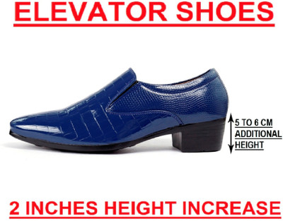 Baxxico Men's 2 Inch Elevator Height Increasing Casual Slip-on Shoes For Men(Blue , 8)