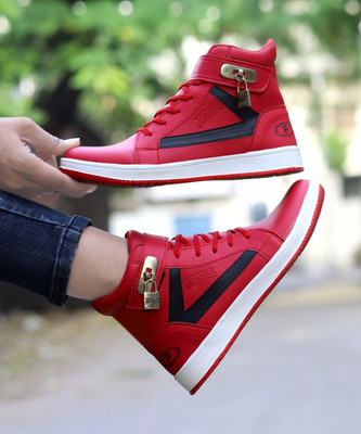 Zixer Street Pro Lock=Tala Sneaker/Casual Lock Sneakers For Boy /High Top Lock Sneaker High Tops For Men(Red , 7)