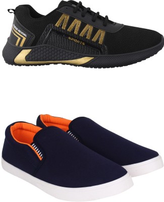 Free Kicks Combo Of 2 Shoes FK-393 & FK-Fitman Sneakers For Men(Blue, Black)