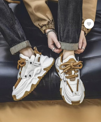 Posewalk Tan Stylish Casual Sneakers For Men(Tan, White , 9)