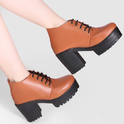 Kliev Paris Amazing Design Women's Ankle Length Block Heel Stylish Fashionable Boots Boots For Women(Brown)