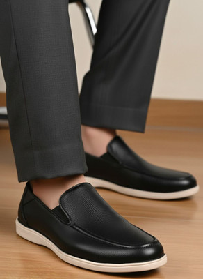 ALBERTO TORRESI Mild Leather Alpha Male Loafer With Sneaker Comfort Padding And Leather Upper Sneakers For Men(Black , 8)