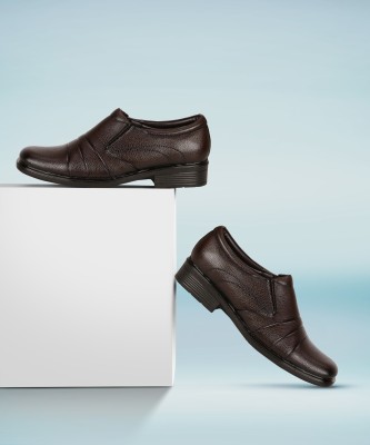 JOREN Men's Extra Comfort Formal Leather Shoes Slip On For Men(Brown)