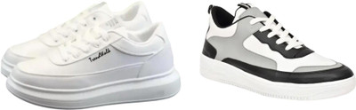ANJRS Casuals For Men(White, Multicolor , 8)