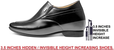 global rich Men's Slip-On Genuine Leather Formal Shoes Slip On For Men(Black)