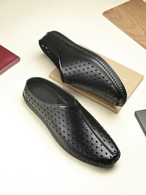 Server Men's PU Synthetic Leather Ethnic Mule For Men(Black , 10)