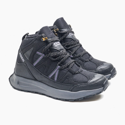 asian Everest W-21 Women’s Trekking Shoes | All Terrain Grip with Comfort & Hike Outdoors For Women(Black, Grey , 4)