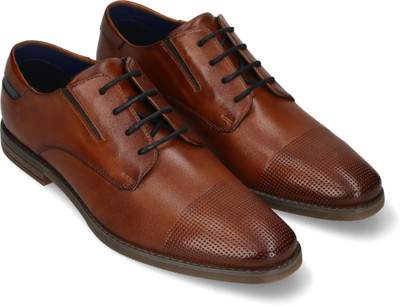 Bugatti Premium Leather Derby Formal Shoes Corporate Casuals For Men(Brown , 7)