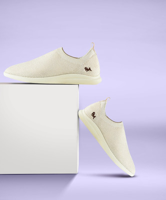 Neemans Relive Knit Slip Ons Casual Shoes For Men | Lightweight, Stylish and Comfortable Slip On Sneakers For Men(Off White , 4)