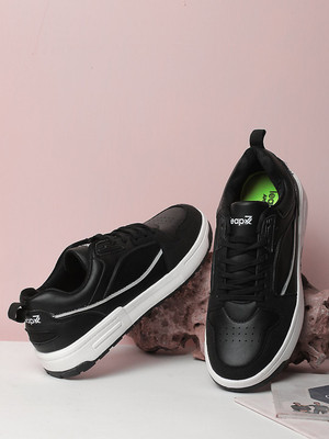 LIBERTY Leap7x LAPON-1E Casual Lacing Shoes With EVA Sole | Suitable for Travel,Office Sneakers For Men(Black , 8)