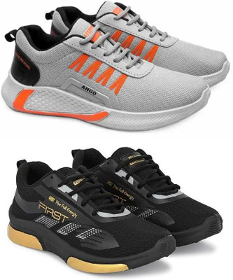 ELASA TY-HERO GREY_FIRST BLACK Running Shoes For Men(Grey , 7)