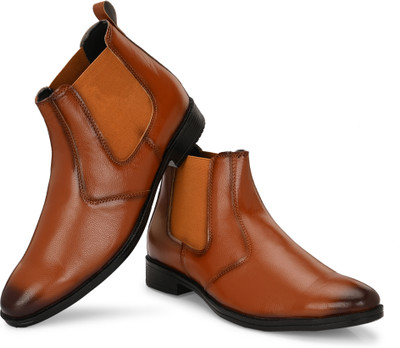Runway Lightweight Comfortable Trendy Walking Outdoor Slip On Chelsea Boots For Men Boots For Men(Tan , 6)