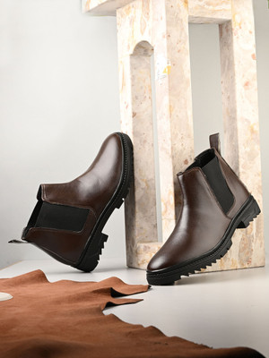 GREEN CARPET Chelsea Boot Casual wear office wear party wear Chelsea shoes for mens & boys Boots For Men(Brown , 6)