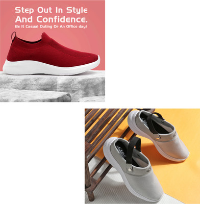 Face Stylish Sports Shoes for Men – Ideal for Running, Gym & Training Sneakers For Men(Red, Grey , 7)