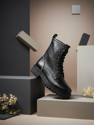 Ezok 8181 Lightweight Comfort Genuine Leather Soft Summer Trendy Premium Stylish Boots For Women(Black , 7)