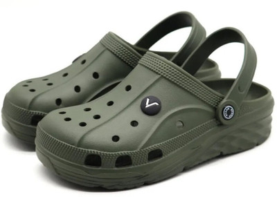 Svaar Men's Lightweight Classic Clogs || Sandals with Adjustable Back Strap for Men Clogs For Men(Olive , 7)