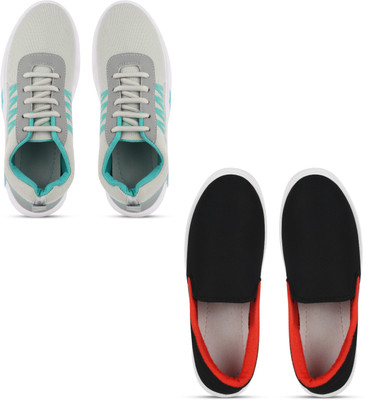 Kicksy Walking Shoes For Men(Grey, Black , 6)
