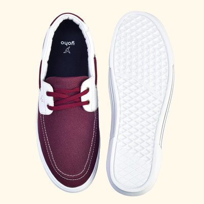 yoho Sailor Men’s Versatile Stylish Breathable Canvas Boat Shoes For Men(Burgundy , 7)