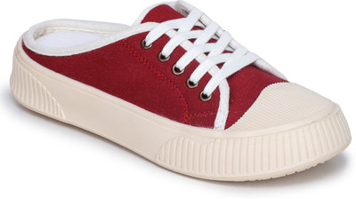 TRASE TRASE Backless Casual Sneakers for Women, Mule Slip-On Shoes Sneakers For Women(Maroon , 3)